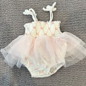 Girls Pink Tulle One-Piece Bodysuit - Lightweight Baby Romper